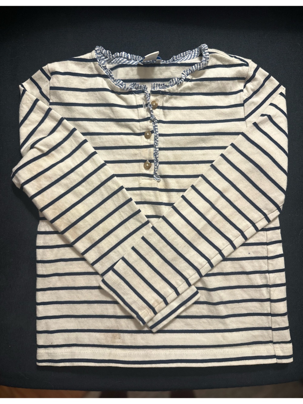 Crewcuts Striped Long-Sleeve Henley Top - Navy & Cream